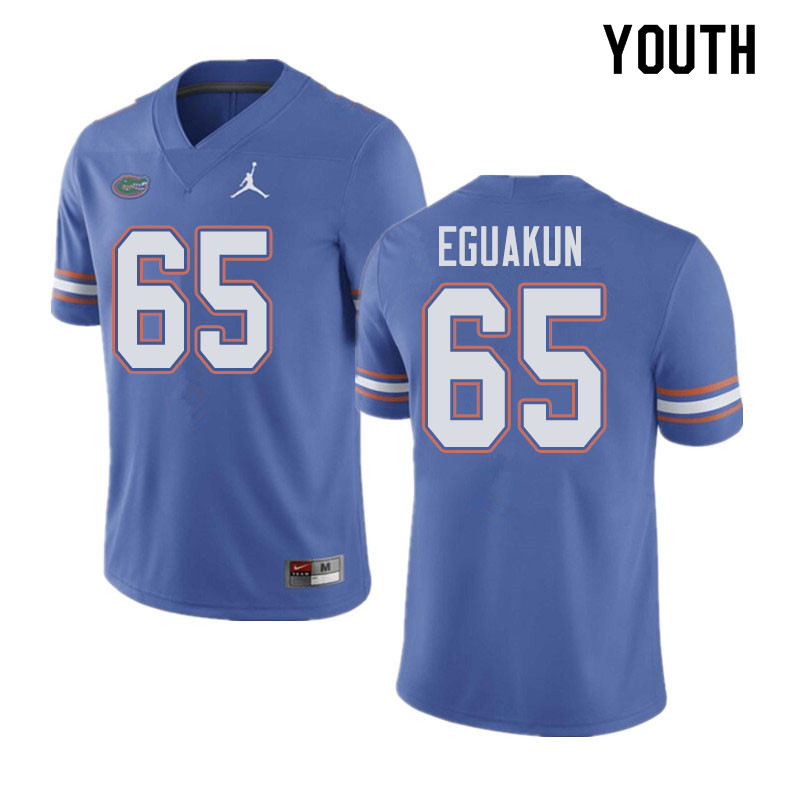 Jordan Brand Youth #65 Kingsley Eguakun Florida Gators College Football Jerseys Sale-Blue